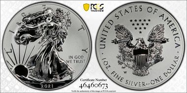2021-W $1 Silver Eagle Rev PR - Type 1 Designer Edition - First Strike PR69