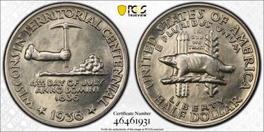 1936 50C Wisconsin MS64