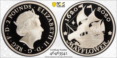 2020 £2 Mayflower 400th Anniversary PR69DCAM