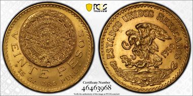 1959 20 Peso KM-478  Au MS62
