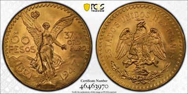 1947 50 Peso KM-481  Au MS66