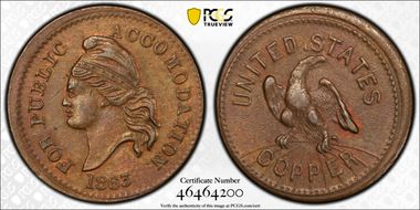 1863 CWT F-37/434a, US Copper N1BN