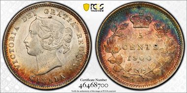 1900 5C Lg Date Wide 0 AU58