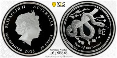 2013-P 50C Year of the Snake 1/2oz Ag PR69DCAM