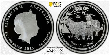 2015-P 50C Year of the Goat 1/2oz Ag PR70DCAM