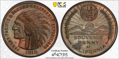 1915 Medal Pan-Pac Expo 45mm CA Souvenir N1BN