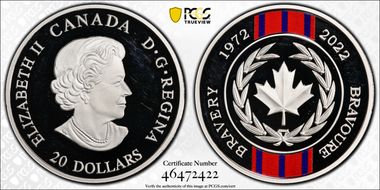 2022 $20 50th Ann. Medal of Bravery Colorized PR67DCAM