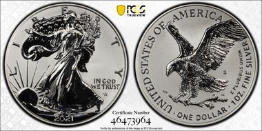 2021-S $1 Silver Eagle Rev PR - Type 2 Designer Edition PR69