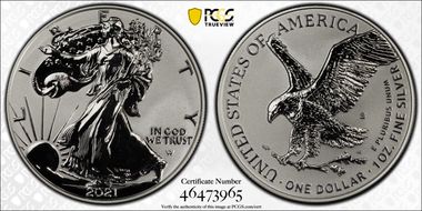 2021-S $1 Silver Eagle Rev PR - Type 2 Designer Edition PR69