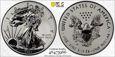 2021-W $1 Silver Eagle Rev PR - Type 1 Designer Edition PR70