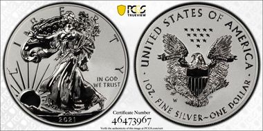 2021-W $1 Silver Eagle Rev PR - Type 1 Designer Edition PR69