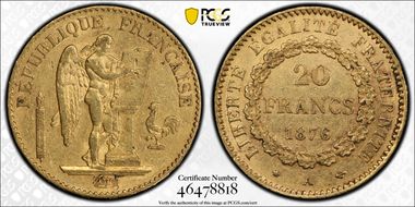 1876-A 20 Fr Gad-1063 F-533 AU58