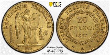 1877-A 20 Fr Gad-1063 F-533 AU58