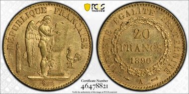 1890-A 20 Fr Gad-1063 F-533 MS61