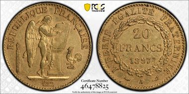 1897-A 20 Fr Gad-1063 F-533 AU55