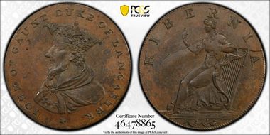 (c.1790) Tk 1/2D DH-76 Wicklow, Cronebane MS63BN