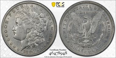 1880 $1 VAM 1A Knobbed 8 XF45