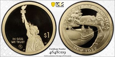 2021-S $1 American Innovation NY  Erie Canal PR70DCAM