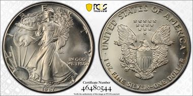 1987 $1 Silver Eagle MS67