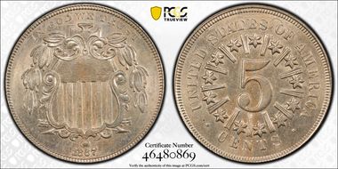 1867 Rays 5C Clashed Rev. Die FS-901 MS62