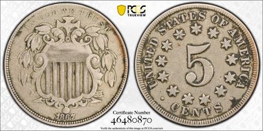 1867 5C No Rays RPD FS-1308 VF30