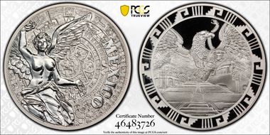 (2016)-Mo Medal "Mexican Elements" Ag 1oz Later Type PR70DCAM