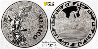 (2016)-Mo Medal "Mexican Elements" Ag 1oz Later Type PR70DCAM