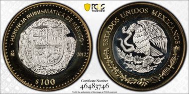 2012-Mo 100 P Felipe III Cob Numismatic Heritage PL69