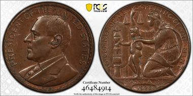 1920 Medal X-11a Wilson Bronze AU58BN