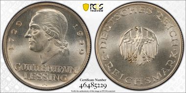 1929-A 3 Mk Lessing J-335 MS64