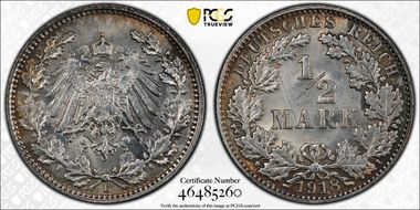 1918-E 1/2 Mk J-16 MS65