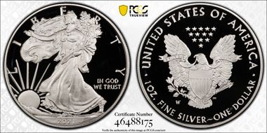 2021-W  $1 Silver Eagle - Type 1 PR70DCAM