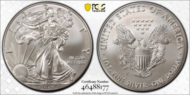 2019-W $1 Burnished Silver Eagle SP70
