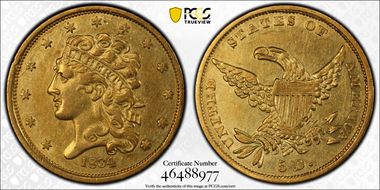 1834 $5 Classic Head, HM-1 XF45