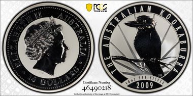 2009-P $10 Kookaburra 10oz Ag MS69