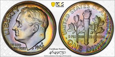 1969-S 10C PR68