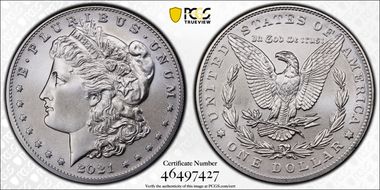 2021 $1 Morgan Dollar 100th Anniversary MS70