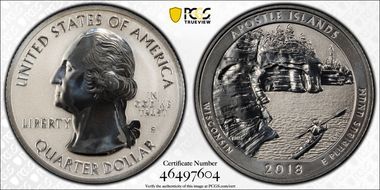 2018-S 25C Apostle Islands NP-Silver Rev PR 50th Anniversary Set PR70