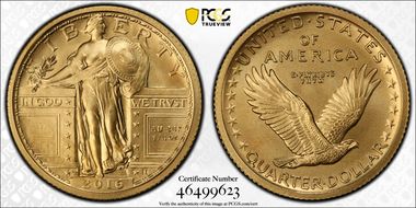 2016-W 25C 100th Anniversary Gold SP69