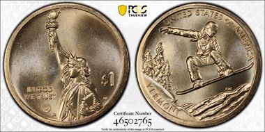 2022-P $1 American Innovation VT Snowboarding Pos. B MS66