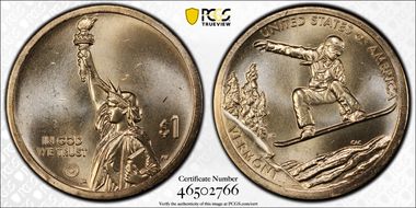 2022-P $1 American Innovation VT Snowboarding Pos. B MS66