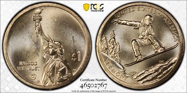 2022-P $1 American Innovation VT Snowboarding Pos. A MS65