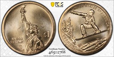 2022-P $1 American Innovation VT Snowboarding Pos. A MS66