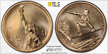 2022-D $1 American Innovation VT Snowboarding Pos. B MS65