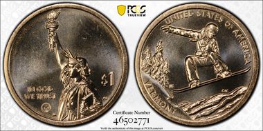 2022-D $1 American Innovation VT Snowboarding Pos. B MS66