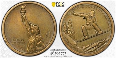 2022-P $1 American Innovation VT Snowboarding Pos. B AU53