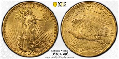 1913-D $20 AU58