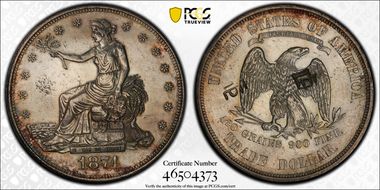 1874 T$1 Chopmarked N1