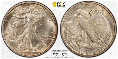 1917-S 50C Reverse MS64