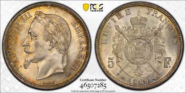 1869-BB 5 Fr Gad-739 F-331 Large BB MS62